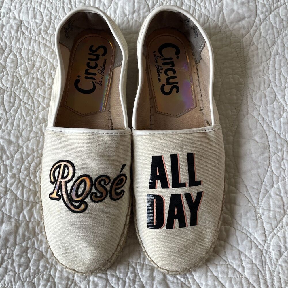 Circus by Sam Edelman Rose All Day Espadrille Flats White Canvas Size 8 M EUR 38